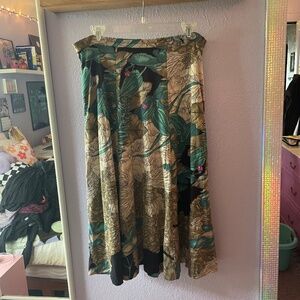 VINTGAGE Karen Kane Purple/Green/Tan Floral Long Line Skirt, Size M